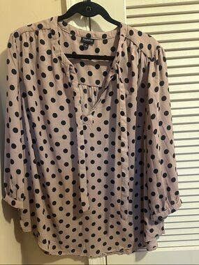 torrid Blush Pink Blouse with Black Polka Dots